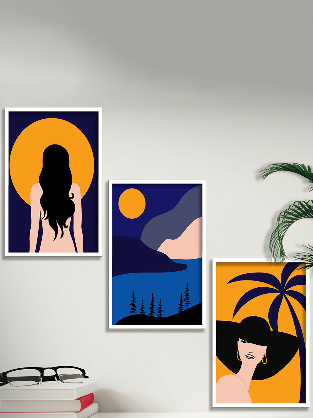 SAF MDF 3 Piece Wall Rectangle Paintings Wall Art - 13.5 x 10.5 In