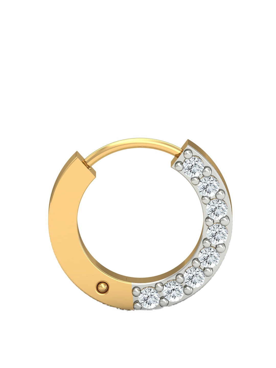 KUBERBOX Rhodium Plated 18KT Gold Diamond Studded Nose Ring-0.72gm