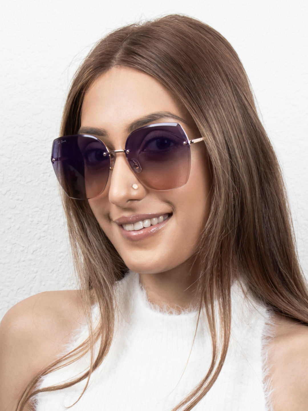 Ted Smith Women Blue Lens & Gold-Toned UV Protected Cateye Sunglasses SCANDAL 3_C4