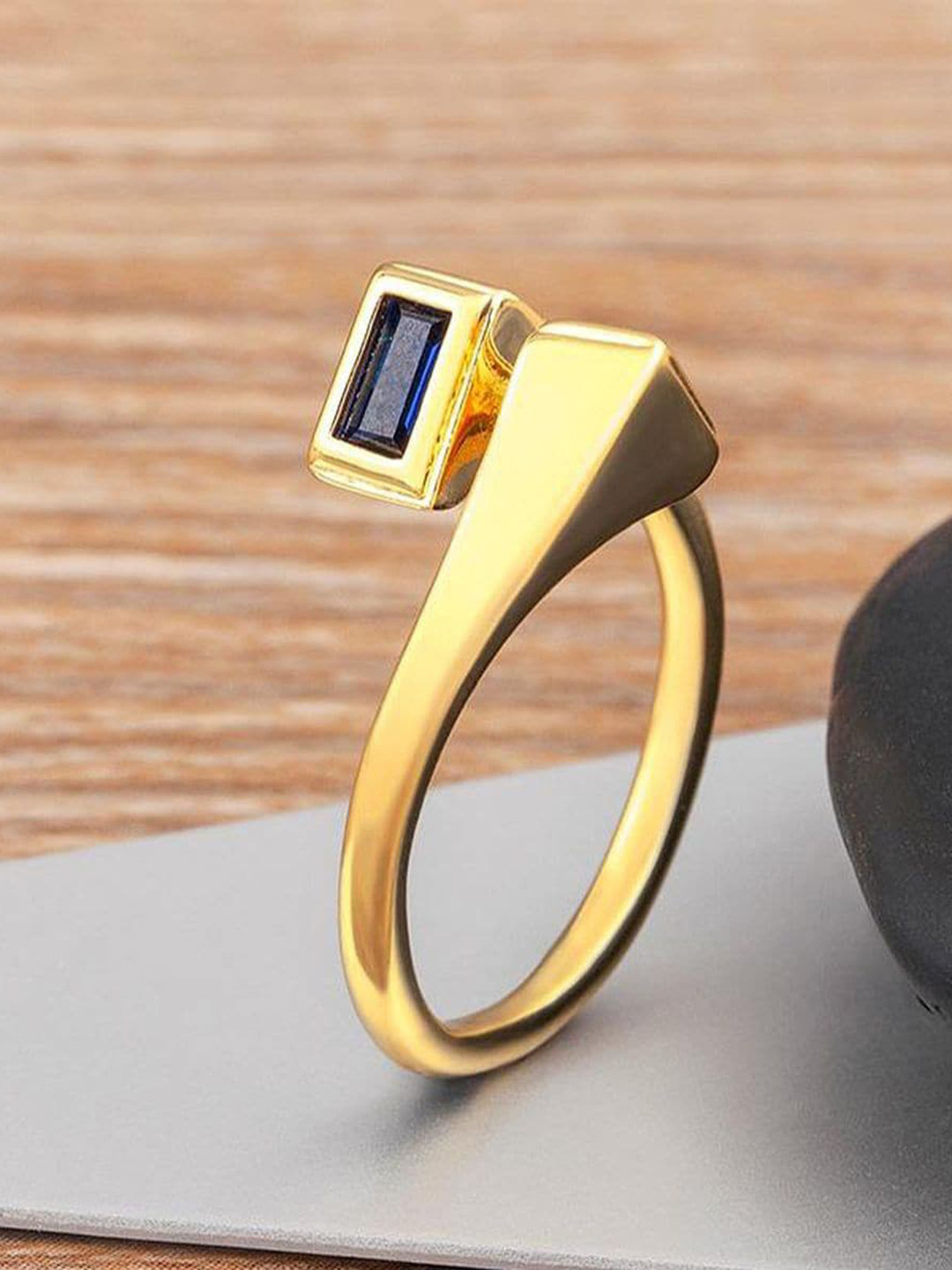 ZIVOM Women 18K Gold-Plated Crystal Ring