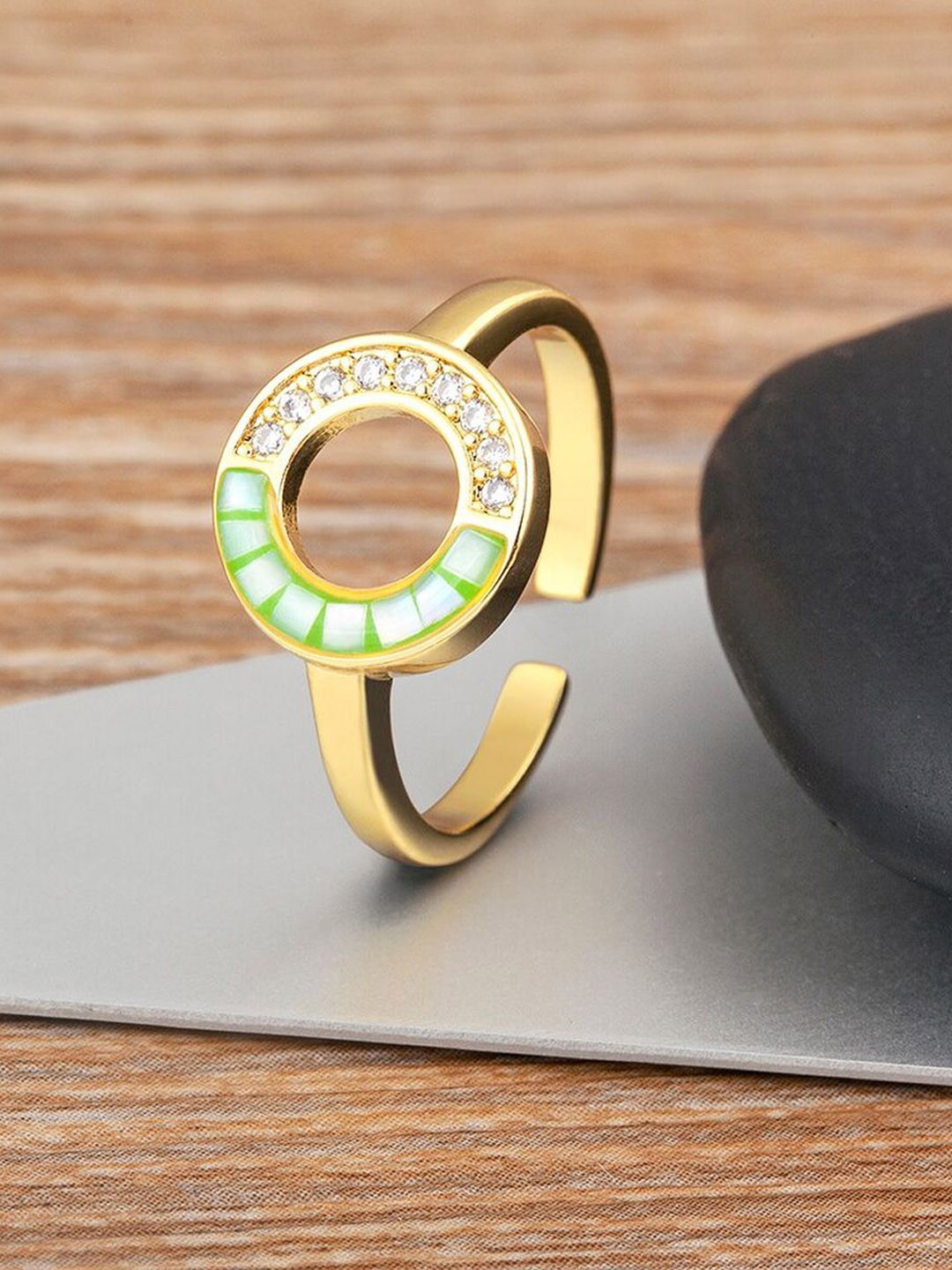 ZIVOM 18K Gold-Plated Cubic Zirconia Ring