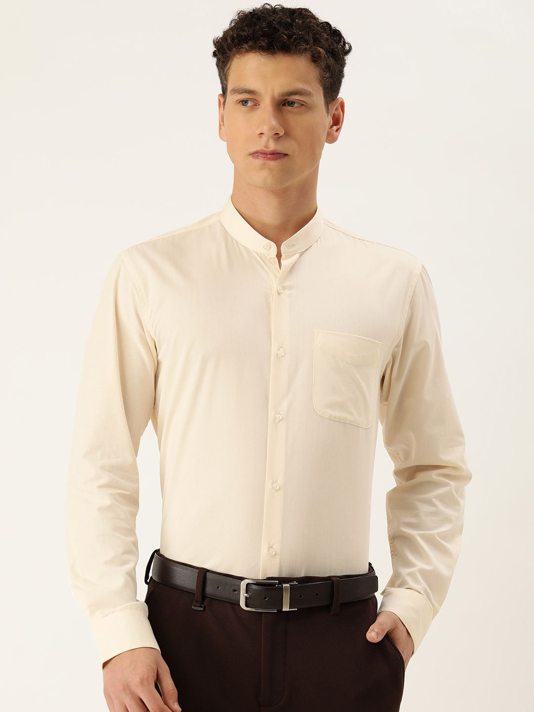 Peter England Self Design Textured Slim Fit Formal Shirt