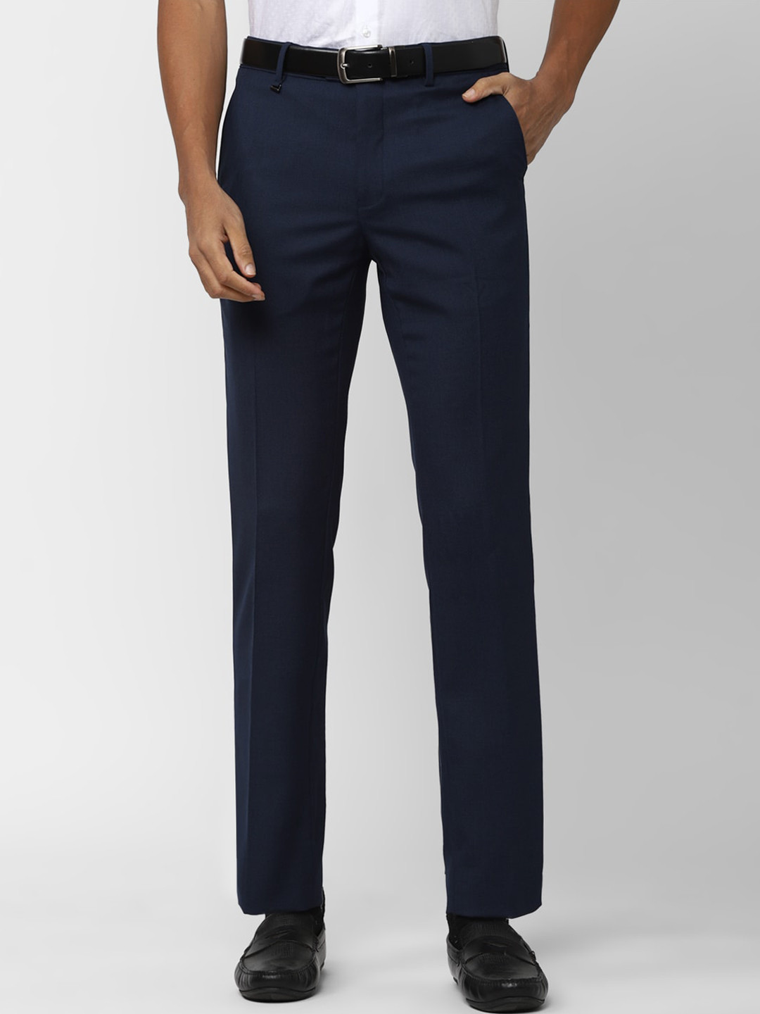 Van Heusen Men Mid Rise Plain Slim Fit Formal Trousers