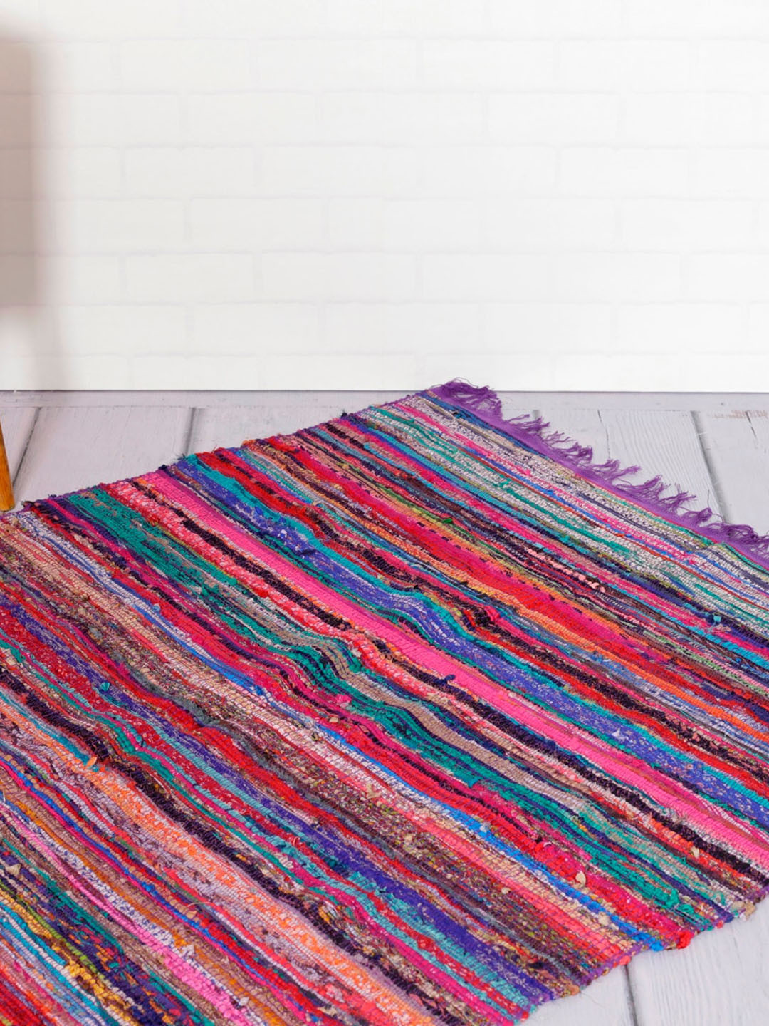 HANDICRAFT PALACE Red & Purple Braided Cotton Carpet