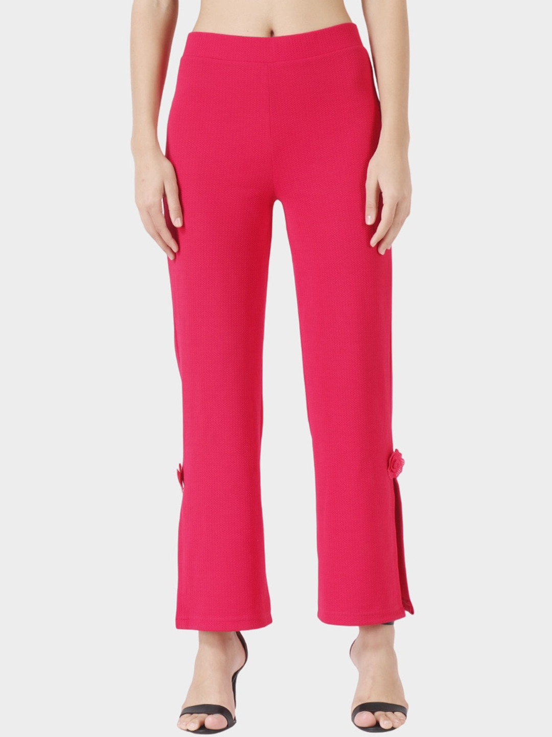 Popwings Women Relaxed Straight Fit Mid-Rise rousers