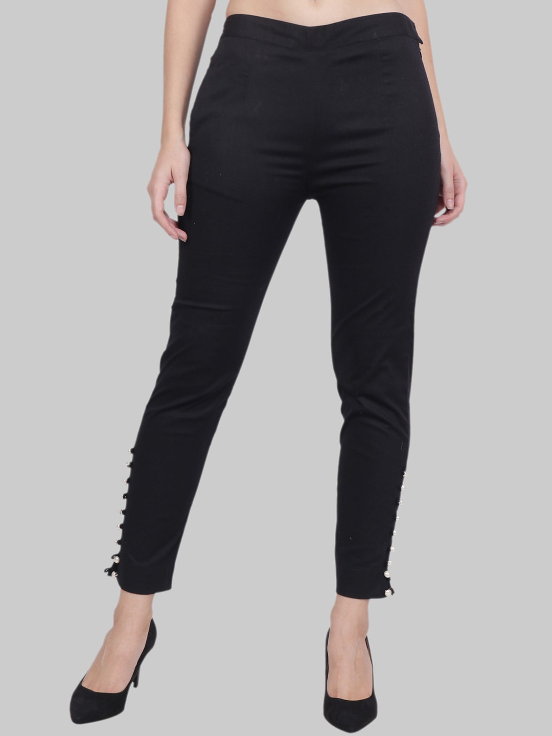 Popwings Women Smart Mid Rise Stretchable Trousers