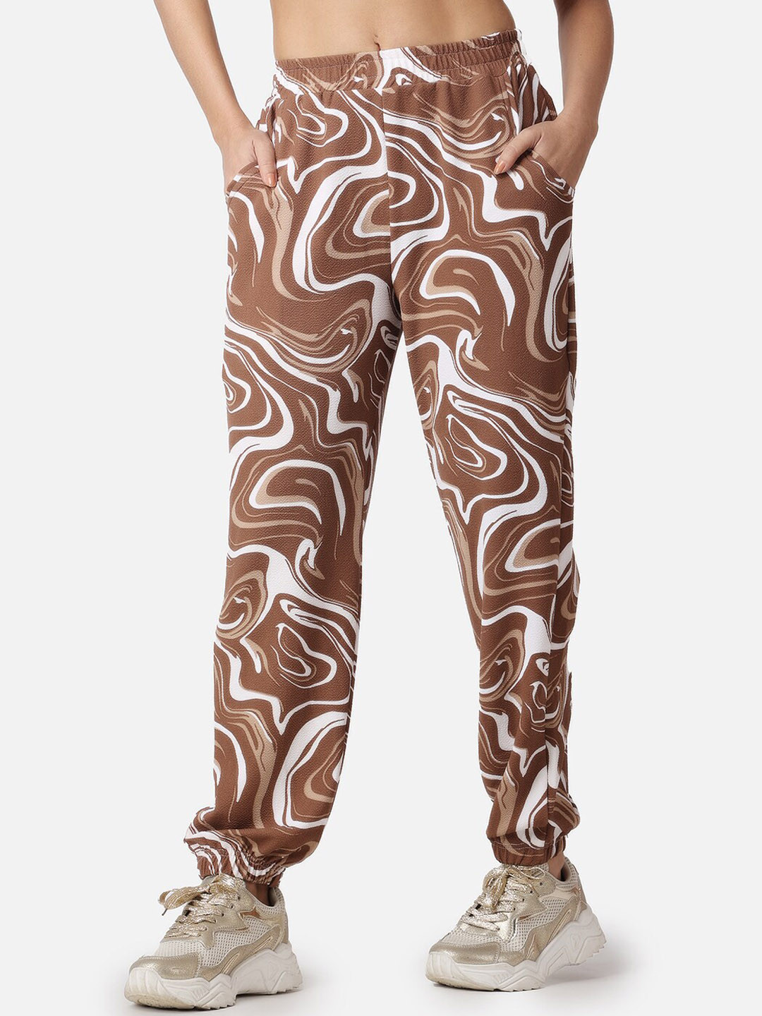 Popwings Women Printed Smart Travel Features High-Rise Joggers