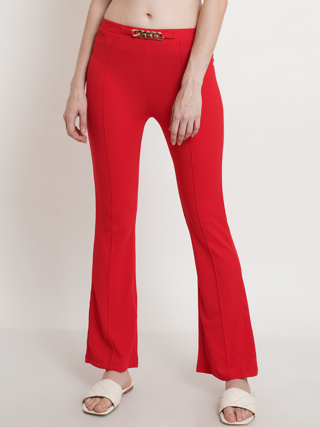 Popwings Women Regular Fit Bootcut Trousers