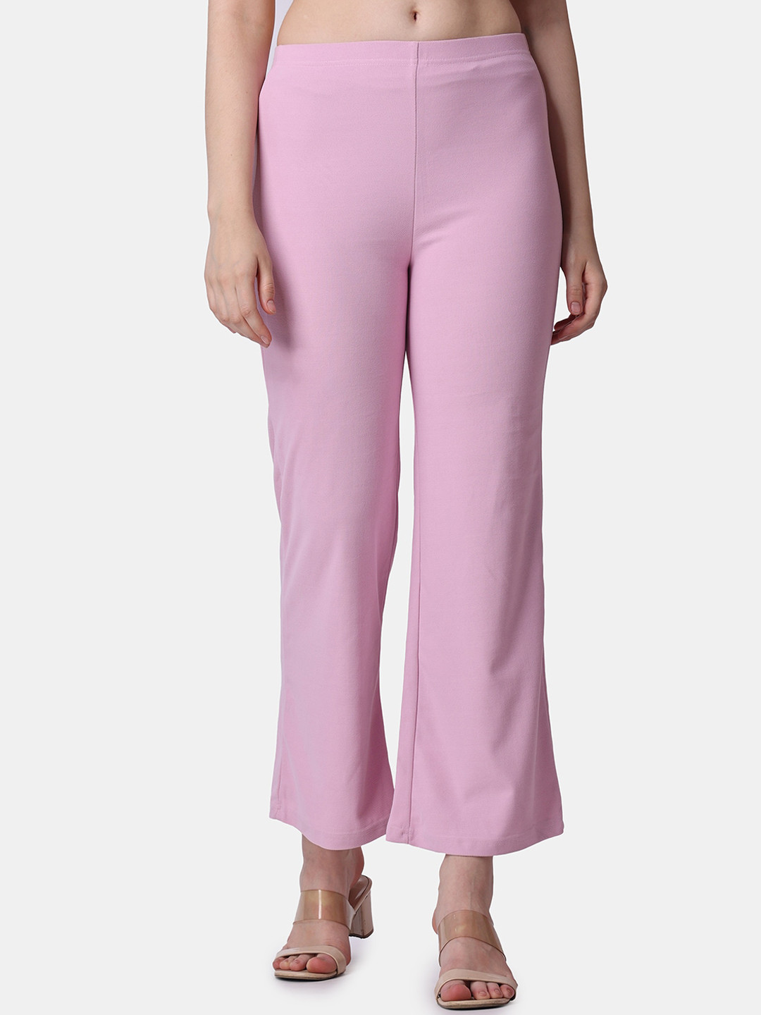 Popwings Women Relaxed Flared High-Rise Easy Wash Bootcut Trousers
