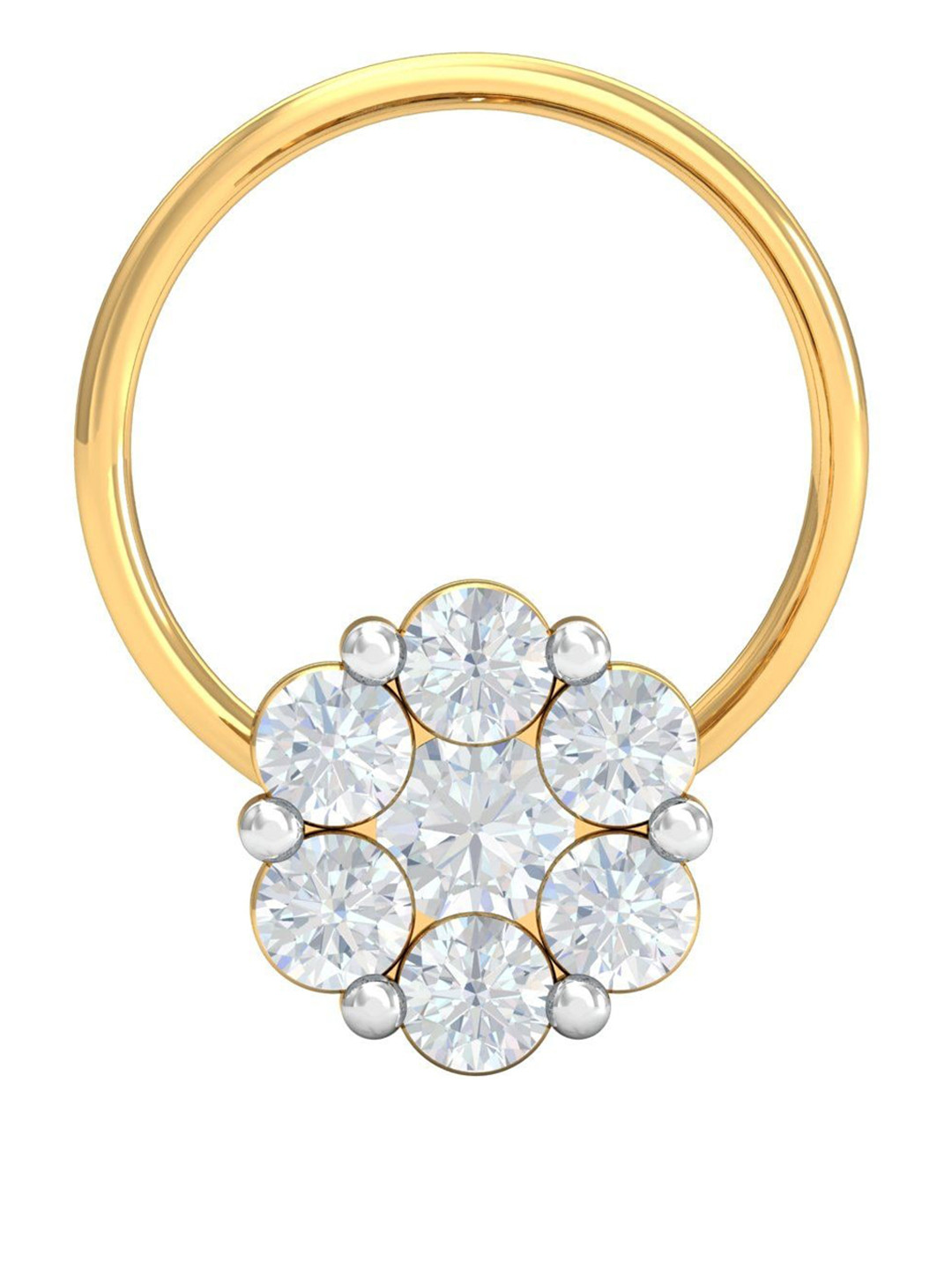 KUBERBOX Lusture Solitaire 18KT Gold Diamond Studded Nose Pin-0.86gm