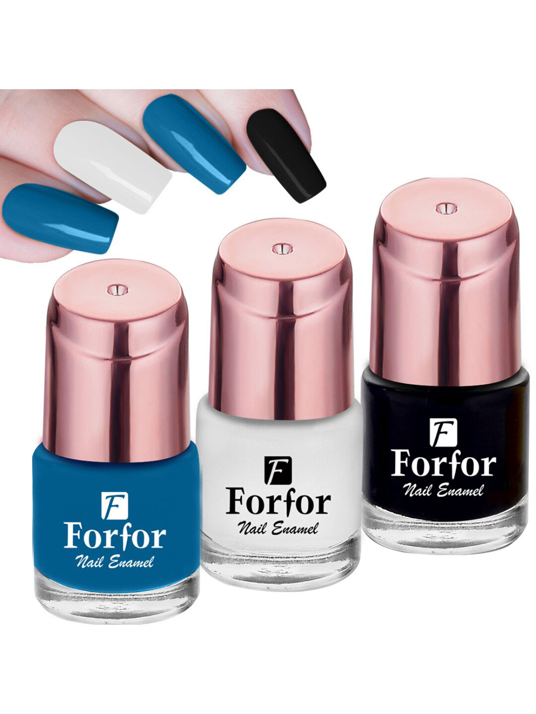 FORFOR Perfect Stay Rose Gold Set Of 3 Quick Dry Glossy Nail Enamels-6 ml Each-112-115-118