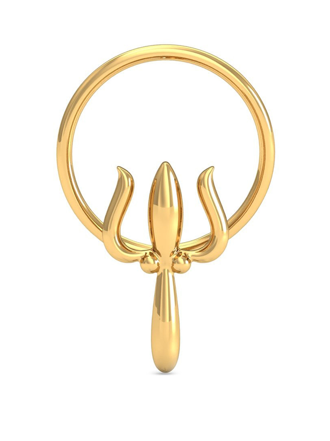 KUBERBOX Trident Gold 18KT Gold Nose Pin-0.28gm