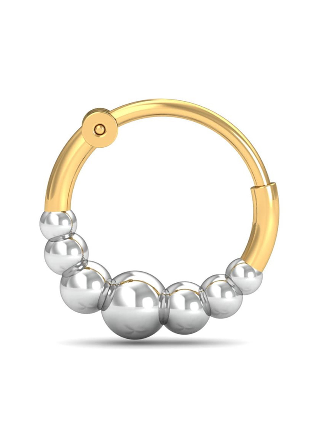 KUBERBOX Beads 18KT Gold Nose Ring-0.48gm