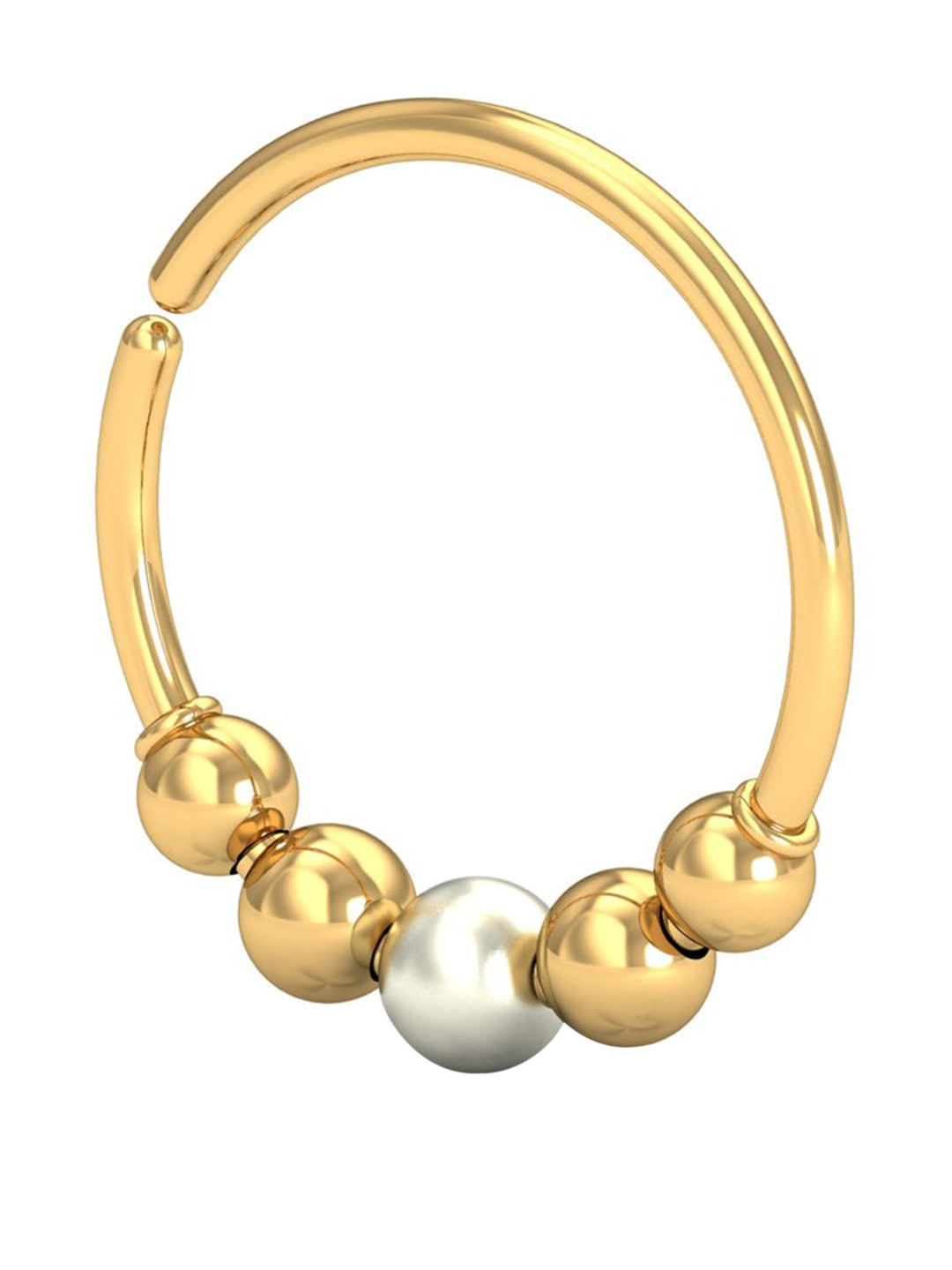 KUBERBOX Five Pt Beaded 18KT Gold Nose Ring-0.6gm