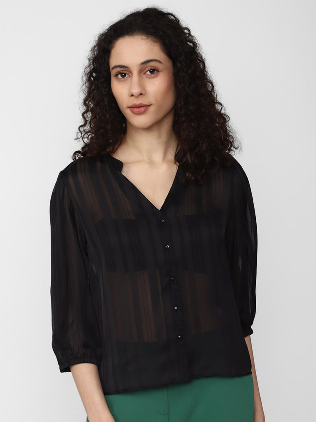 Van Heusen Mandarin Collar Shirt Style Top