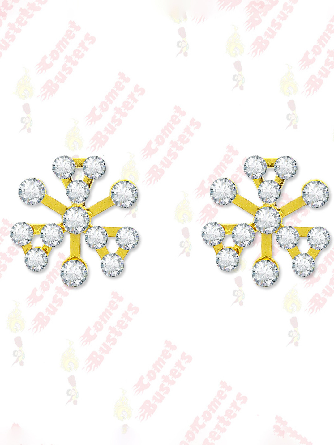 Comet Busters Gold-Plated Stone Studded Non Piercing Sticker Self Adhesive Studs Earrings