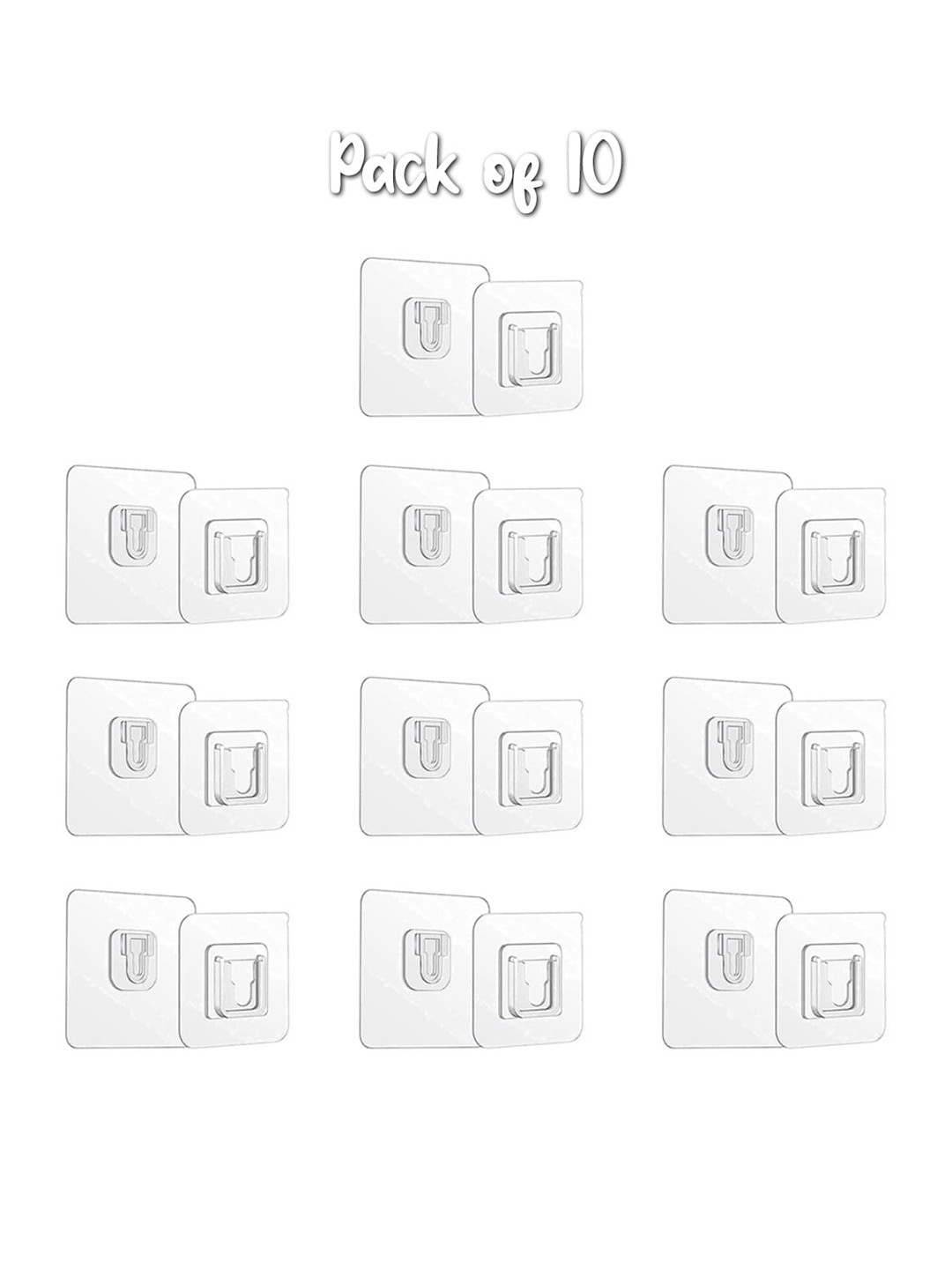 ZURU BUNCH 10 Pieces Transparent Self Adhesive Hooks