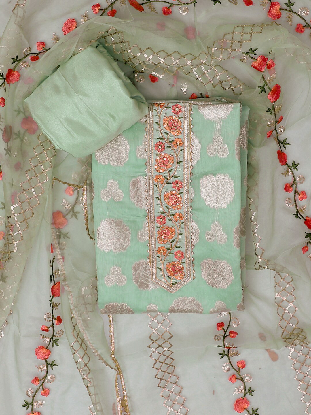 SALWAR STUDIO Woven Design Pure Cotton Unstitched Dress Material