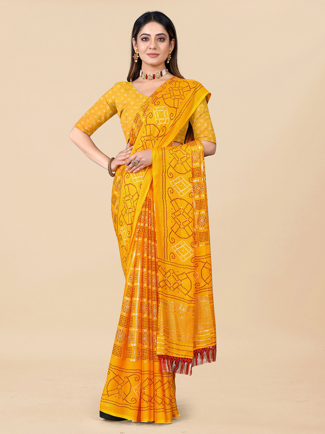 Rhey Bandhani Pure Chiffon Patola Saree