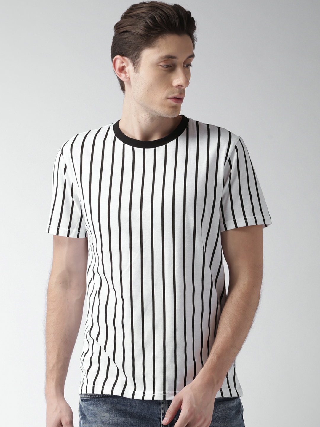 Black and white vertical 2025 striped shirt forever 21