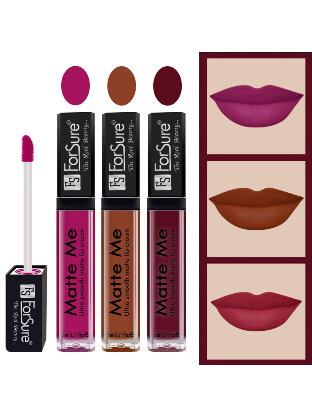 ForSure Set Of 3 Matte Me Non-Transfer Liquid Lipsticks 5ml Each - 115 + 116 + 119