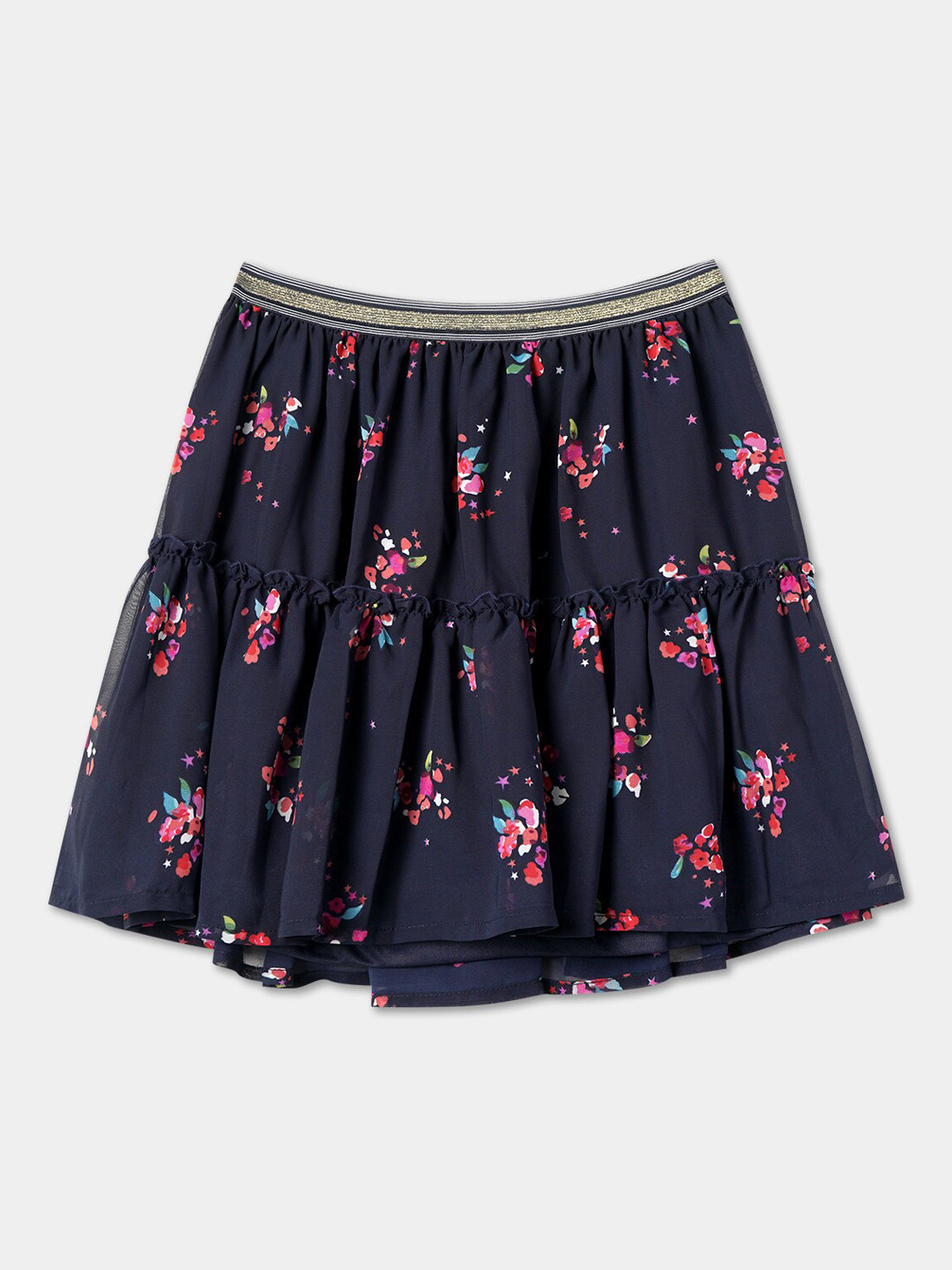 R&B Girls Floral Printed A-Line Pure Cotton Mini Skirt