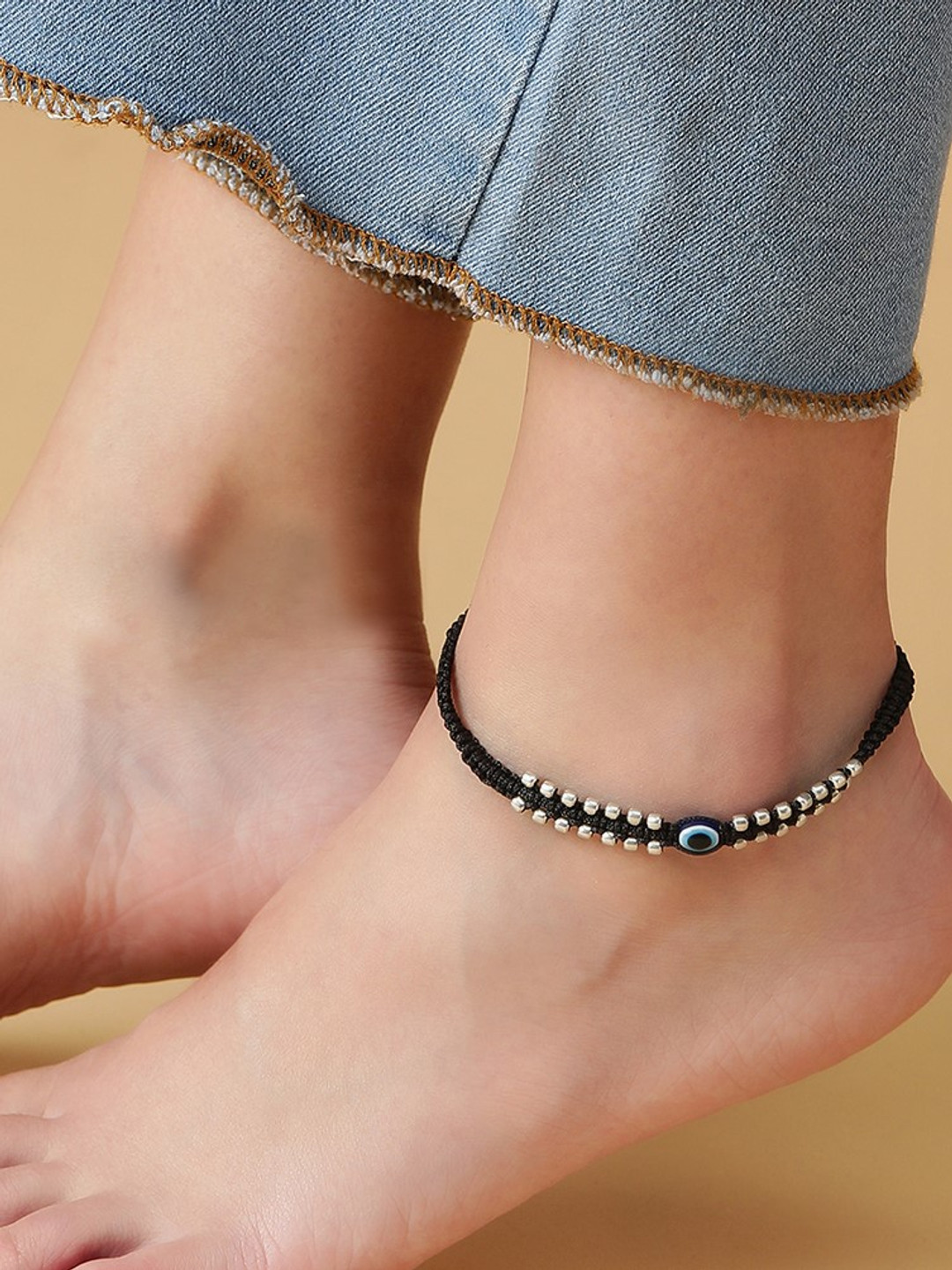 Zavya Evil Eye Silver-Plated 925 Pure Silver Anklet