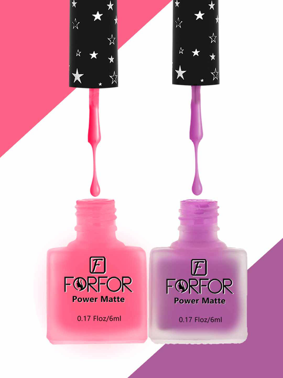 FORFOR Set Of 2 Power Matte Long Lasting Nail Polishes 6ml Each - Shades 101 & 102