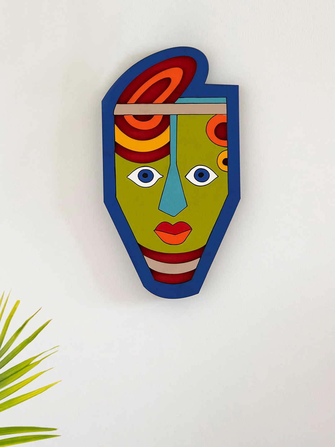 ExclusiveLane African Queen Mask Wood Ethnic Motifs Matte Hanging Hall Wall Masks-13In