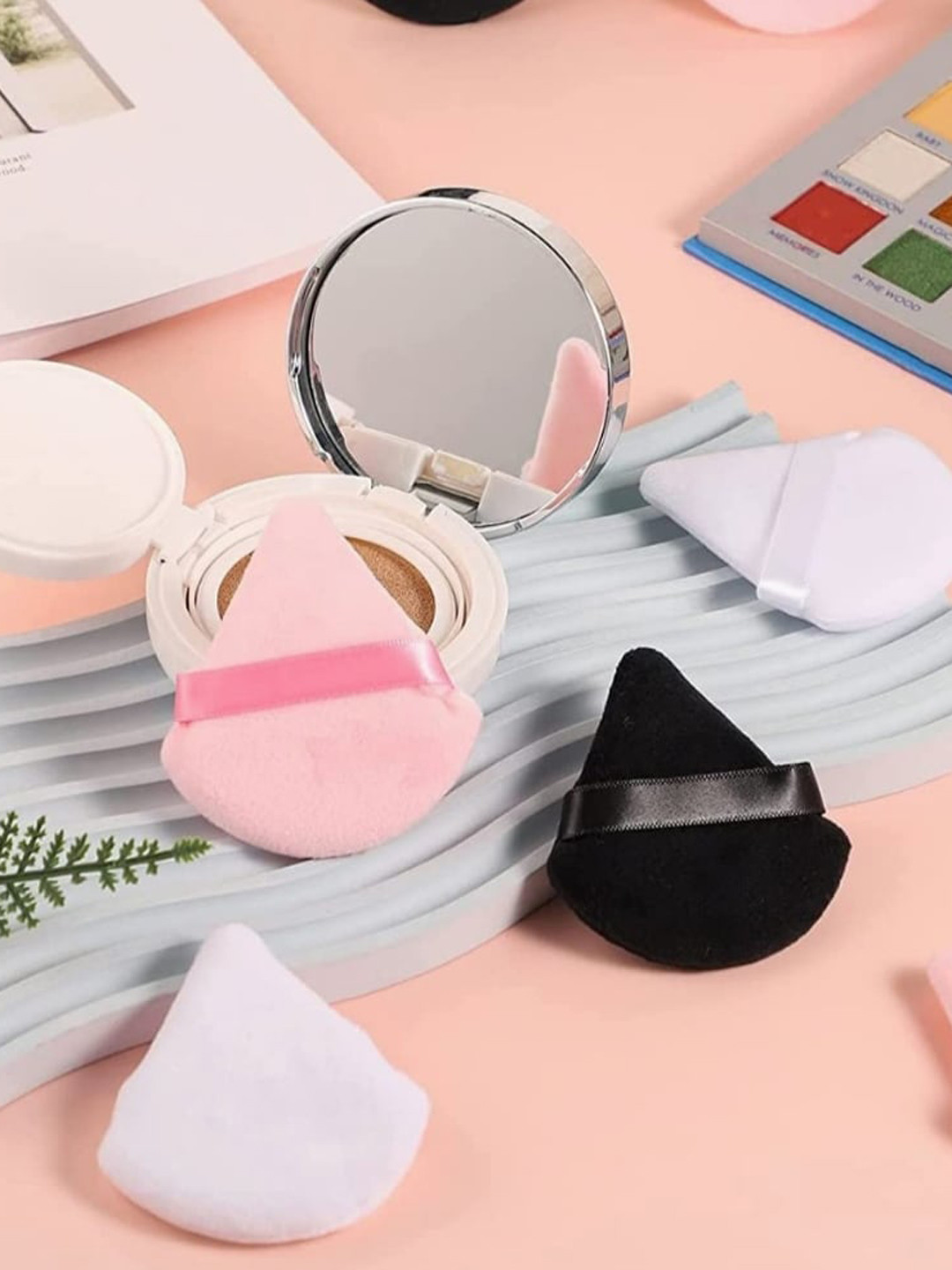 FEELHIGH Set of 4 Soft Triangle Powder Puff for Loose Powder