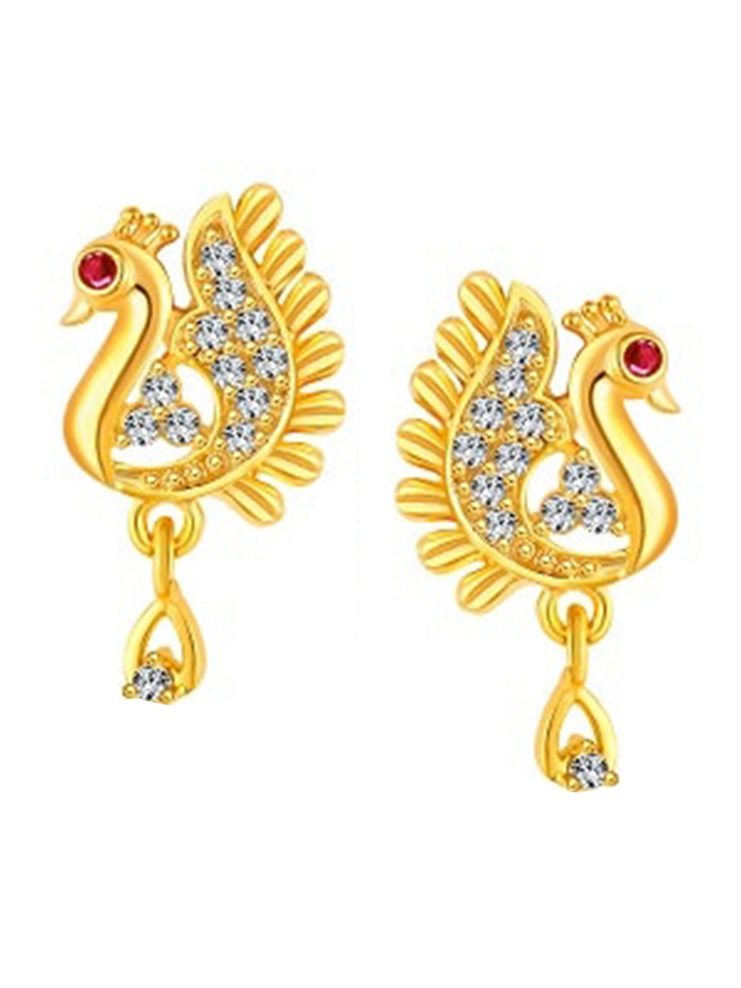 Vighnaharta Gold-Plated CZ Stud Earrings