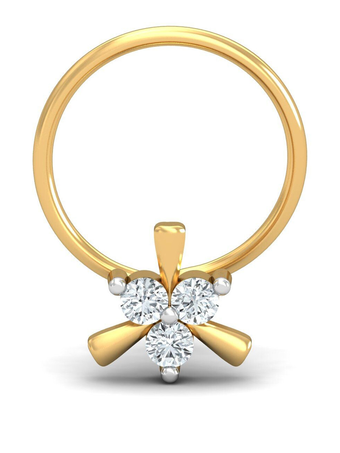 KUBERBOX Dainty 18KT Gold Diamond Studded Nose Pin-0.59 gm