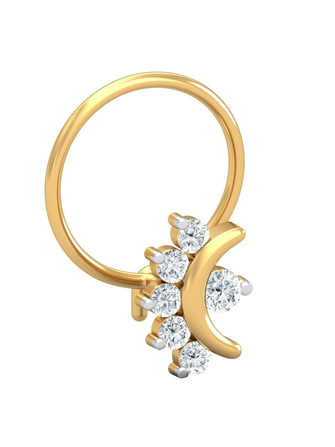 KUBERBOX 18KT Gold Diamond-Stuuded Nose Pin-0.66gm