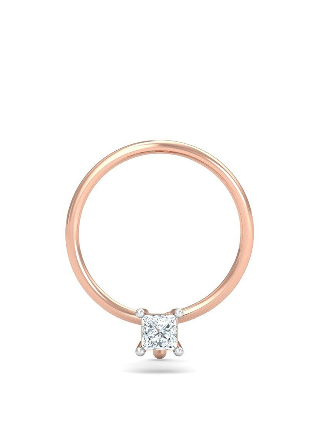 KUBERBOX Tiny Square 18KT Rose Gold Diamond Nose Pin-0.23gm