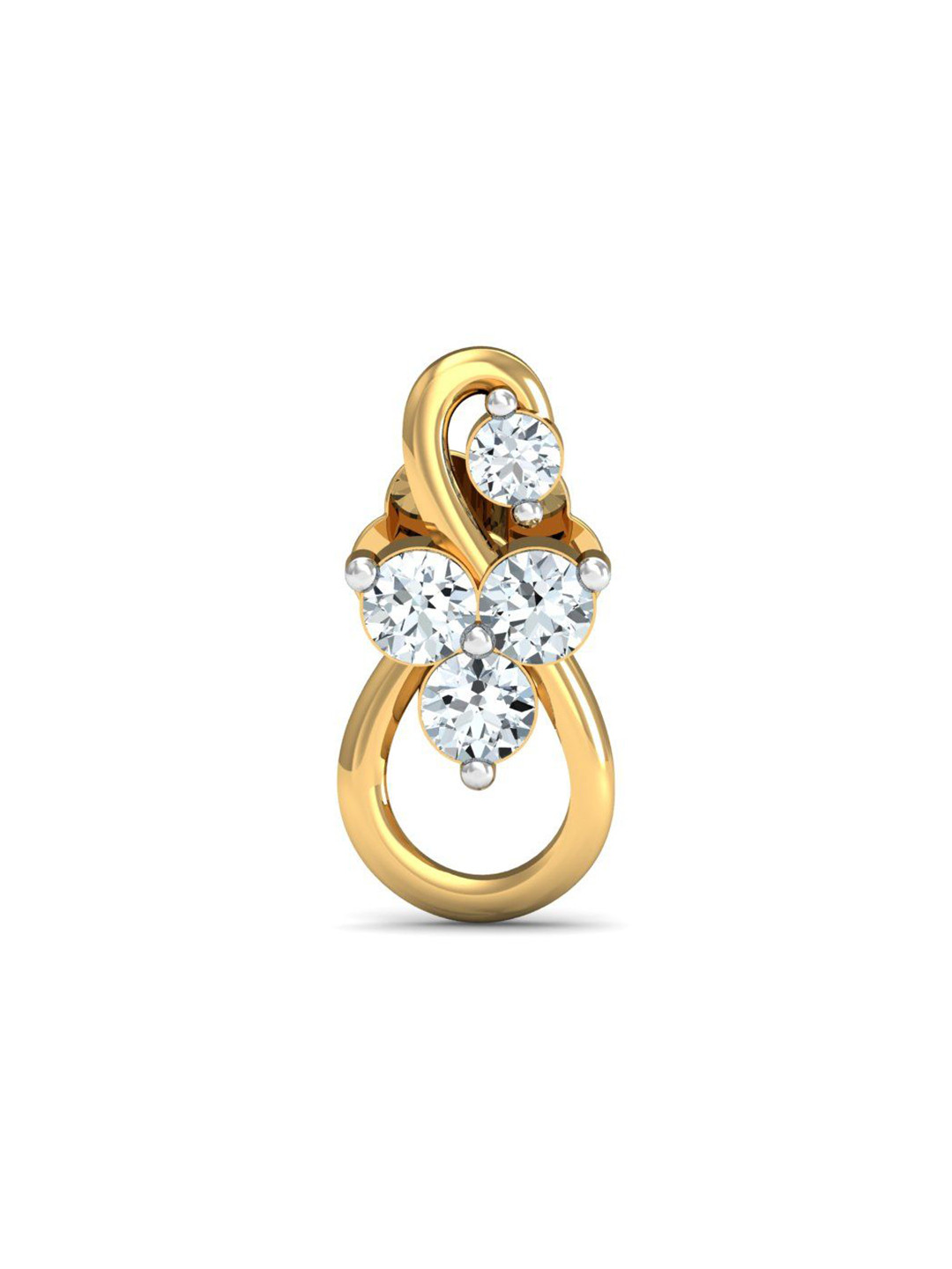 KUBERBOX 18K Yellow Gold Diamond Cookoo Motif Nose Stud