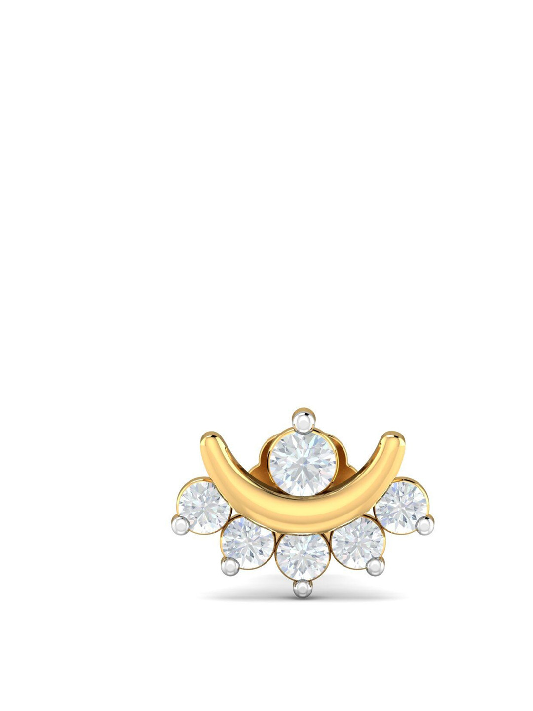 KUBERBOX Chandrabindu 18KT Gold Diamond-Studded Nose Pin-0.6gm