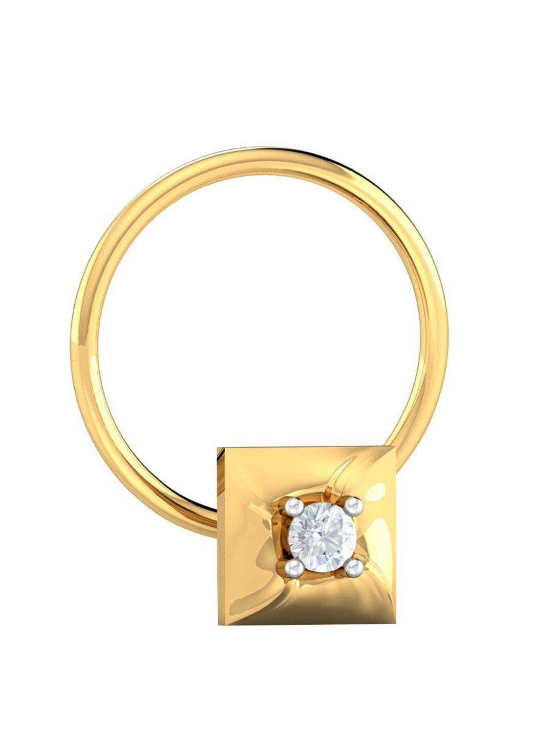 KUBERBOX Henri 18K Yellow Gold Diamond Studded Square Nose Pin-0.43g