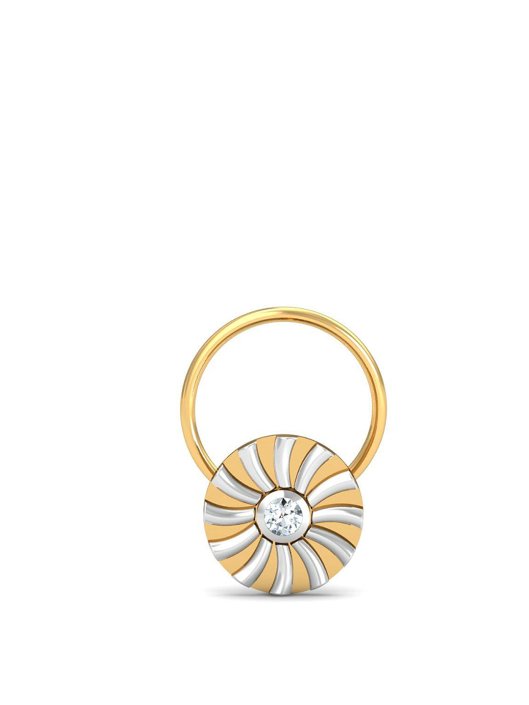 KUBERBOX Ciru 18KT Gold Diamond Studded Wired Nose Pin-0.62 gm