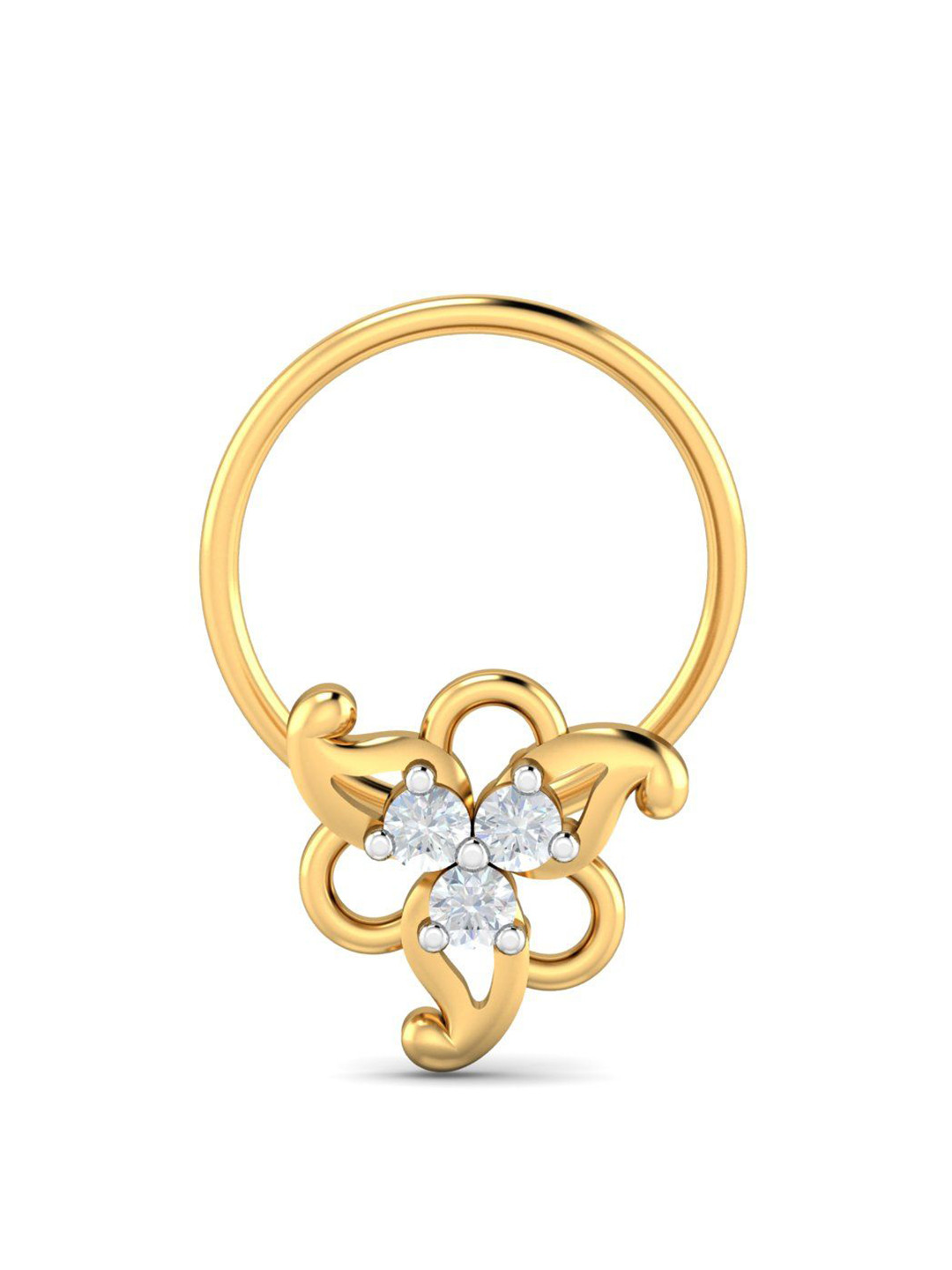 KUBERBOX 18K Yellow Gold Diamond Cheval Nose Pin