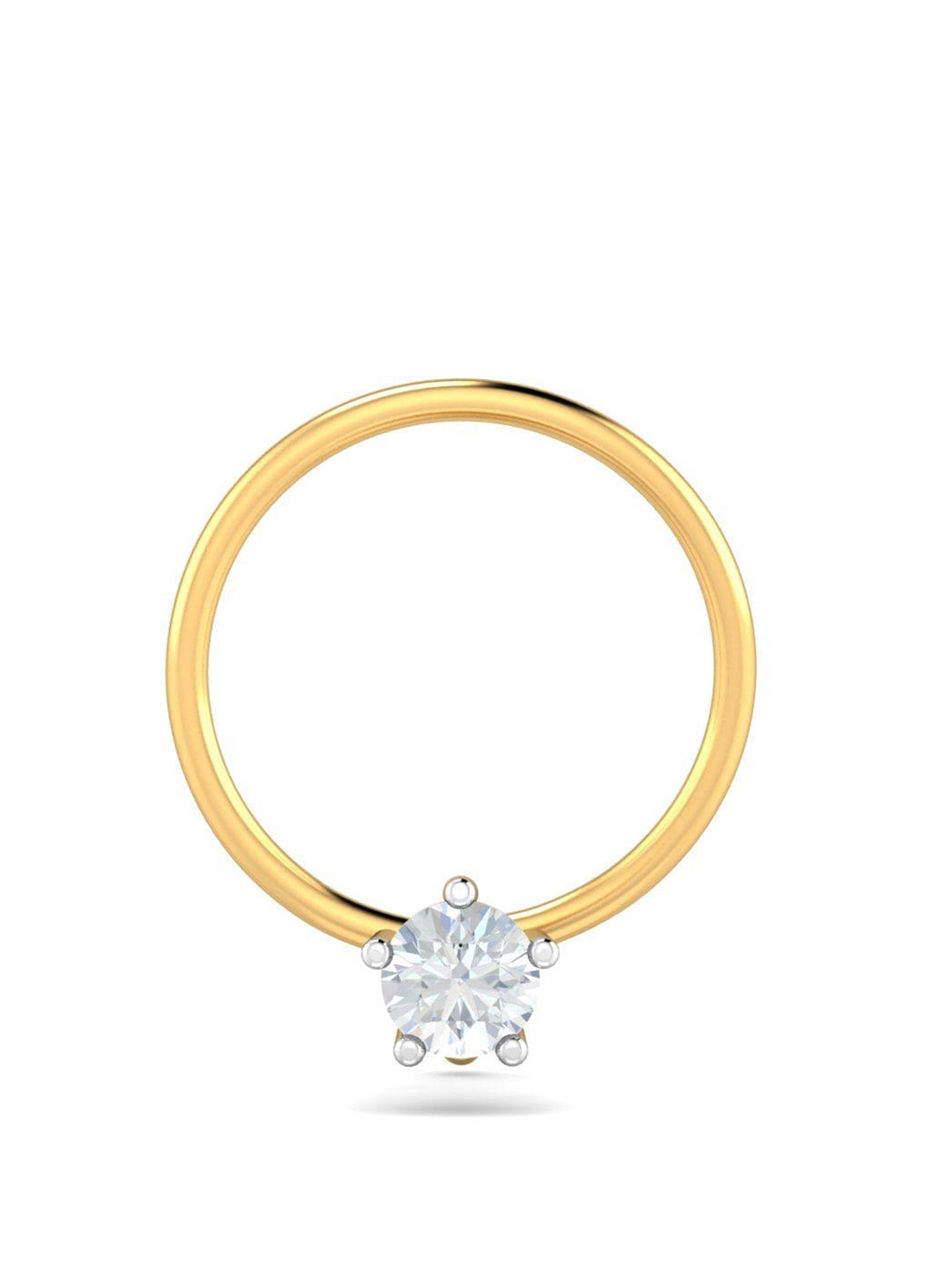 KUBERBOX Prongs 18K Yellow Gold Diamond Studded Nose Pin-0.2g