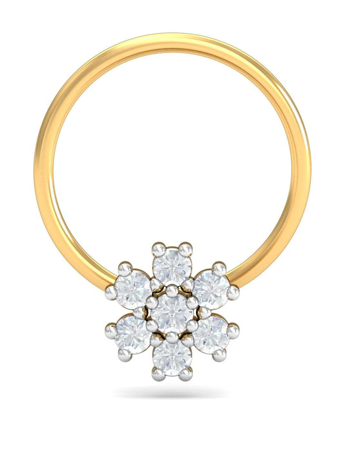 KUBERBOX Saakya 18KT Gold Diamond Studded Nose Pin-0.41 gm