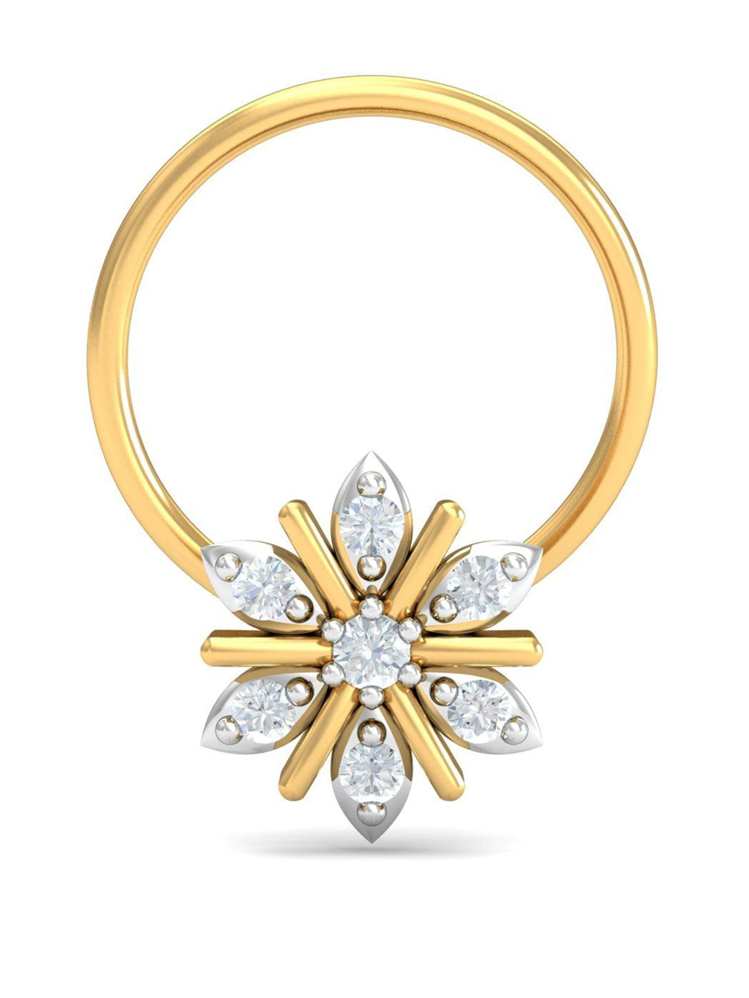 KUBERBOX Sukanya 18KT Gold Diamond-Studded Nose Pin-0.55 gm