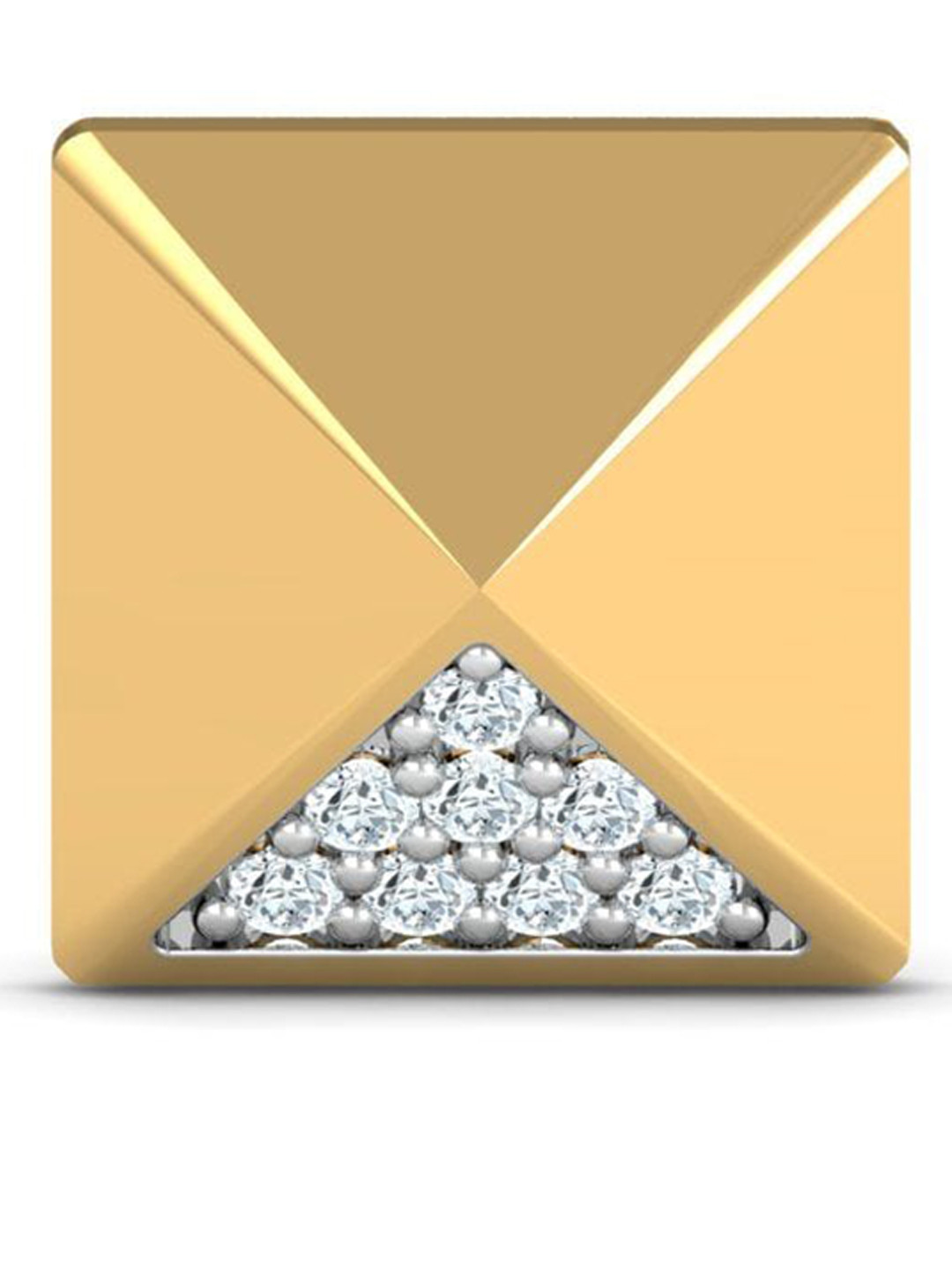 KUBERBOX Monolith 18KT Gold Diamond Studded Nose Pin-0.42 gm