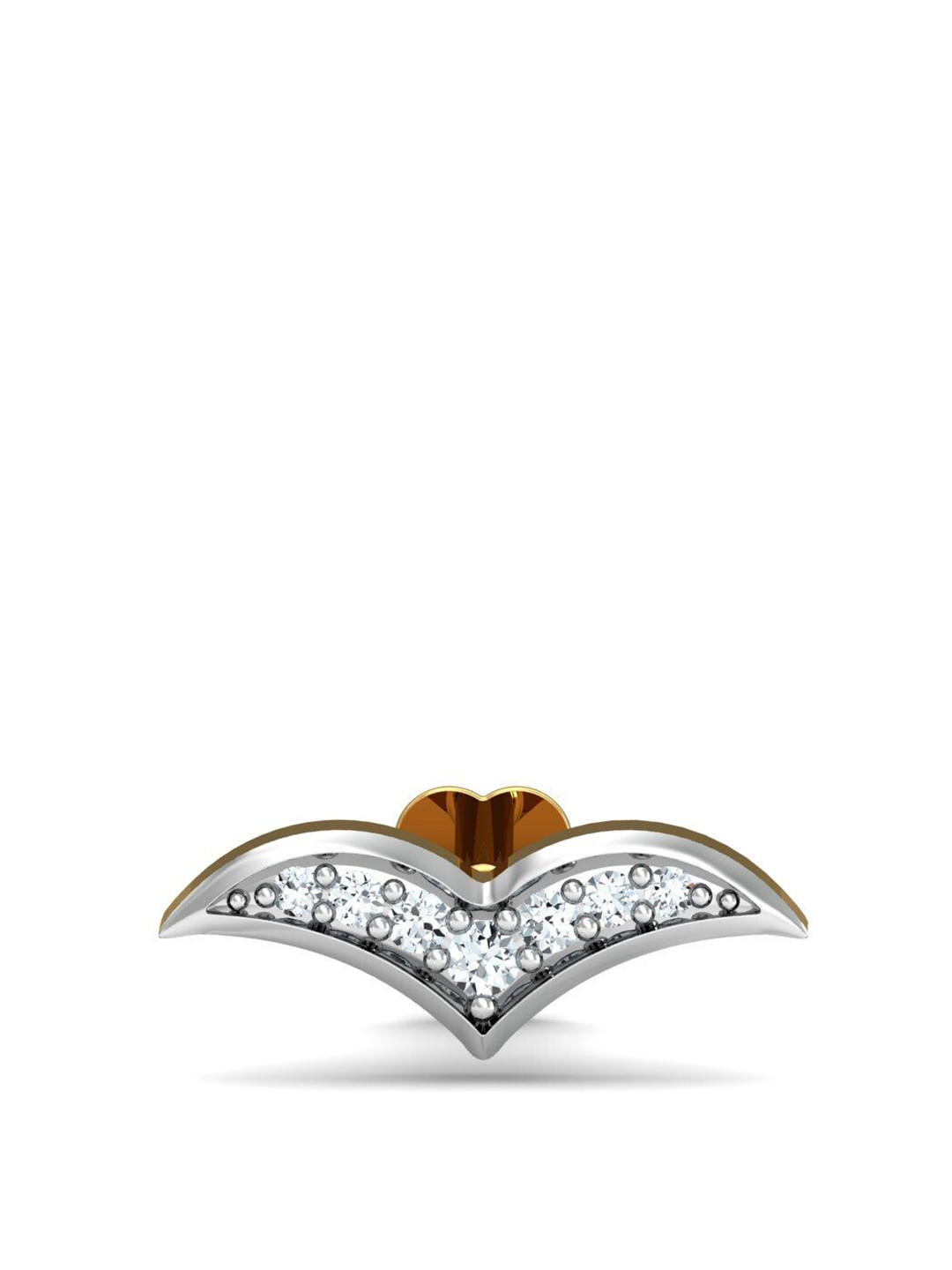 KUBERBOX Flying Bird 18KT Gold Diamond-Studded Nosepin-0.34gm