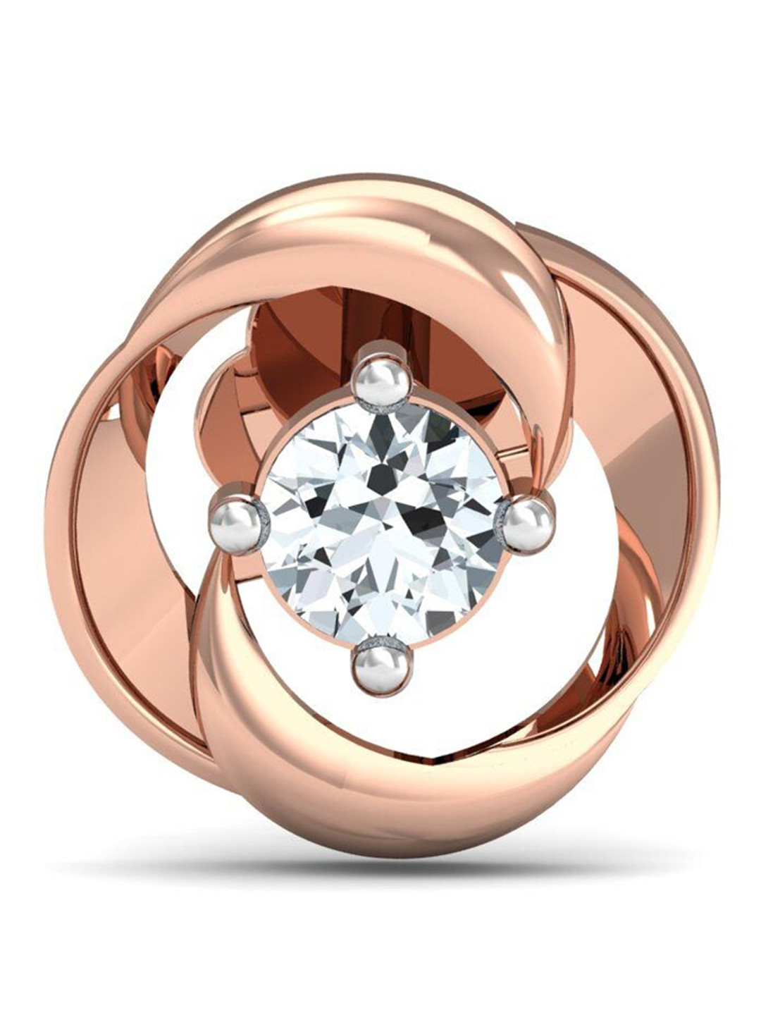 KUBERBOX Aislinn Solitaire 18 KT Rose Gold Diamond Studded Nose Pin-0.46g