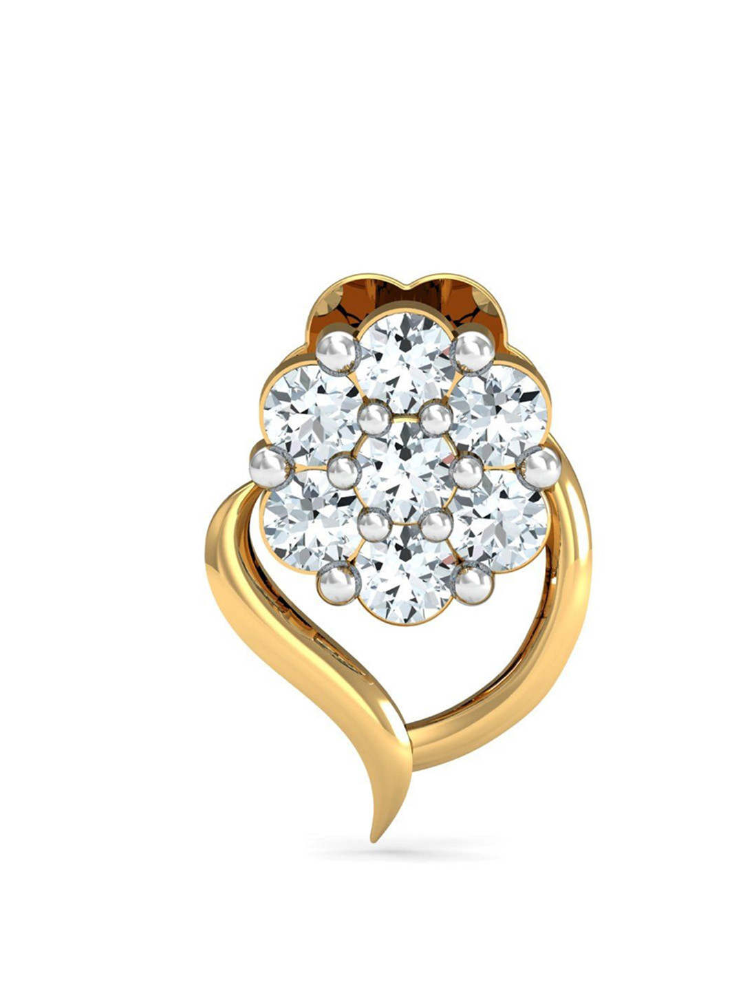 KUBERBOX Rima Cluster 18KT Gold Diamond Studded Nose Pin-0.36 gm