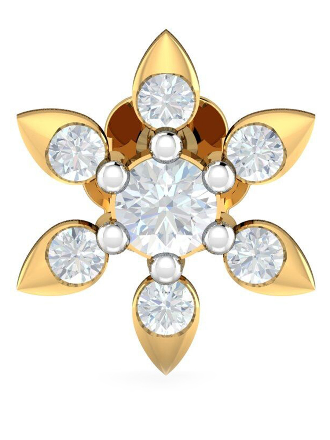 KUBERBOX Vandana 18KT Gold Diamond Studded Nose Pin-0.56gm