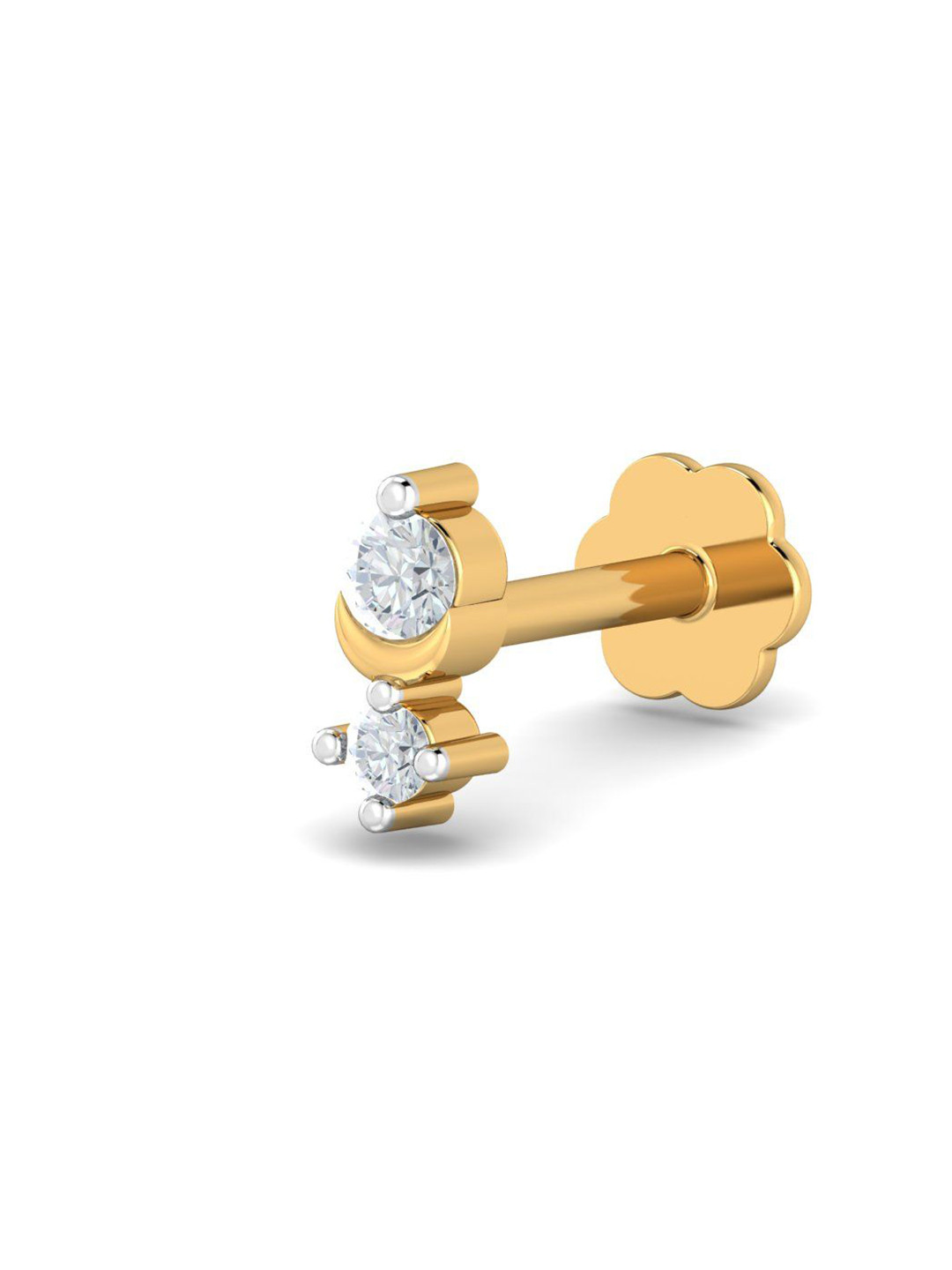 KUBERBOX 18K Yellow Gold Diamond Druva 0.04 Carat Nose Stud
