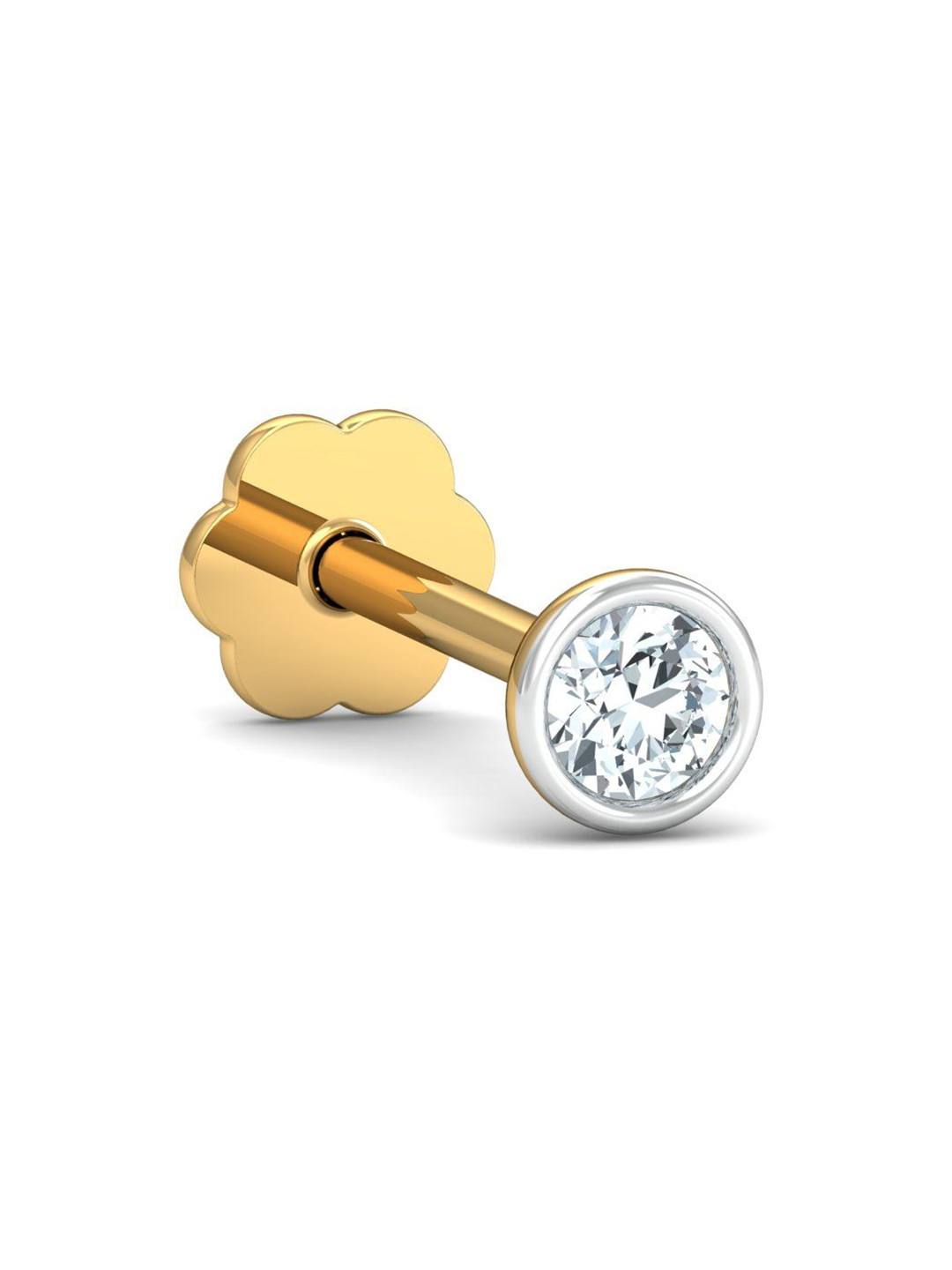 KUBERBOX 18K Yellow Gold Bezel 5 Cent Nose Stud