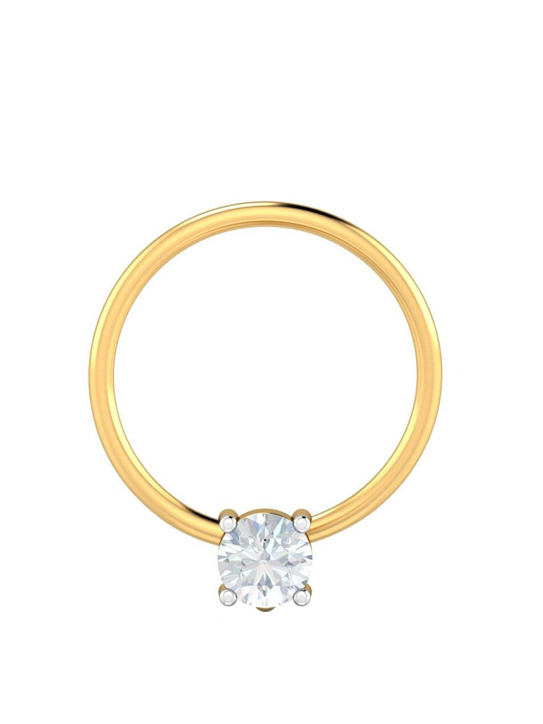 KUBERBOX 4 Prongs 18KT Gold Diamond Studded Nose Pin-0.2 gm